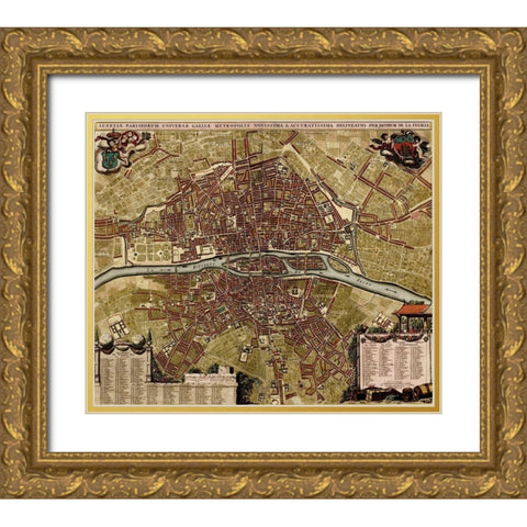 Barcelona Spain Defenses 1700 Gold Ornate Wood Framed Art Print with Double Matting by Beeck, Anna