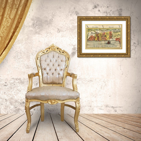 Map of the Holy Land Gold Ornate Wood Framed Art Print with Double Matting by Ptolemy