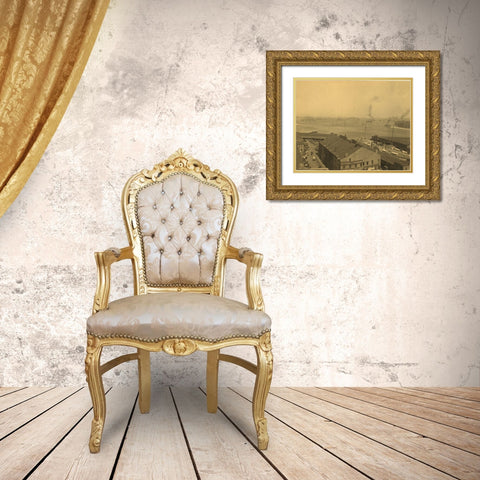 Waterfront Boston Gold Ornate Wood Framed Art Print with Double Matting by Detroit Publishing