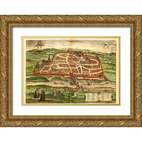 Blois Gold Ornate Wood Framed Art Print with Double Matting by Hogenberg, Braun