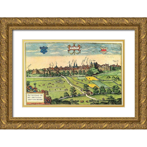 Bethune Gold Ornate Wood Framed Art Print with Double Matting by Hogenberg, Braun