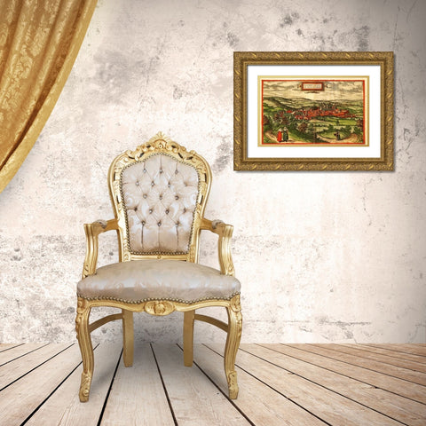 Blamont Gold Ornate Wood Framed Art Print with Double Matting by Hogenberg, Braun