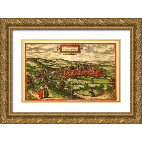 Blamont Gold Ornate Wood Framed Art Print with Double Matting by Hogenberg, Braun
