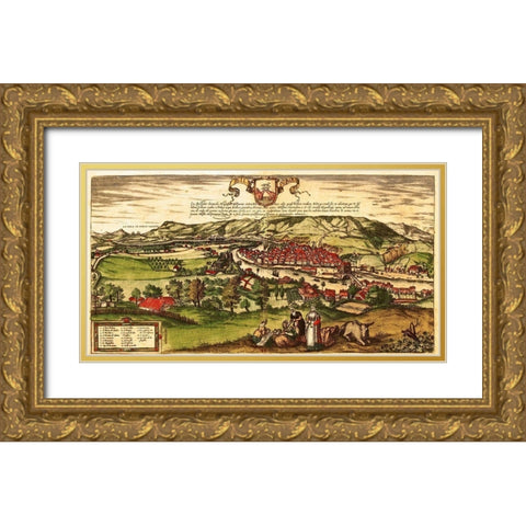 Bilbao Gold Ornate Wood Framed Art Print with Double Matting by Hogenberg, Braun