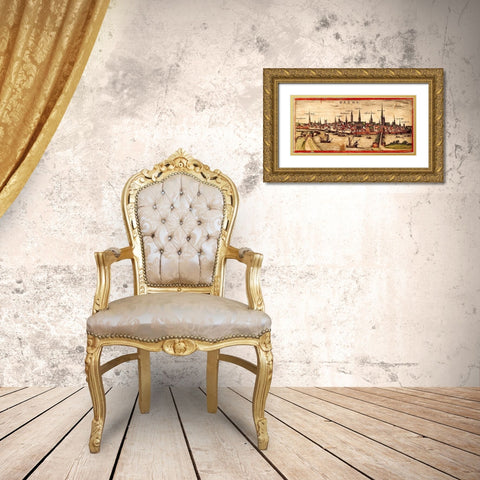 Bremen Gold Ornate Wood Framed Art Print with Double Matting by Hogenberg, Braun