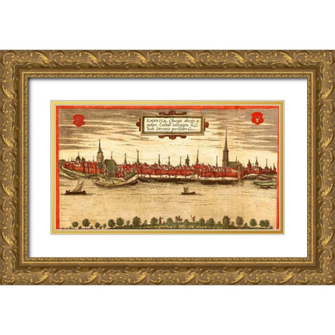 Emmerich Embrica Gold Ornate Wood Framed Art Print with Double Matting by Hogenberg, Braun