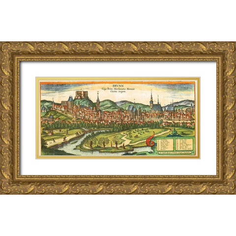 Brno Gold Ornate Wood Framed Art Print with Double Matting by Hogenberg, Braun