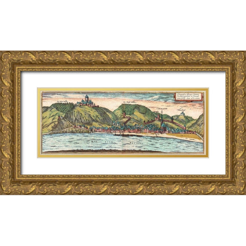 Cochem Gold Ornate Wood Framed Art Print with Double Matting by Hogenberg, Braun
