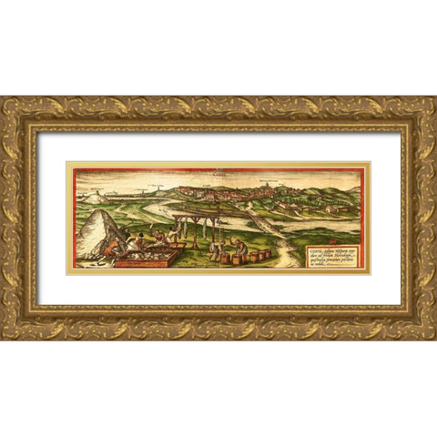 Conil de la Frontera Gold Ornate Wood Framed Art Print with Double Matting by Hogenberg, Braun
