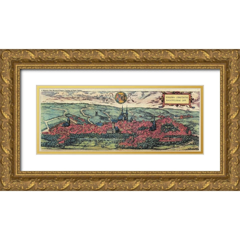 Eisleben in Saxony Gold Ornate Wood Framed Art Print with Double Matting by Hogenberg, Braun