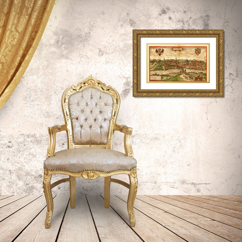 Gorlitz Germany Gold Ornate Wood Framed Art Print with Double Matting by Hogenberg, Braun