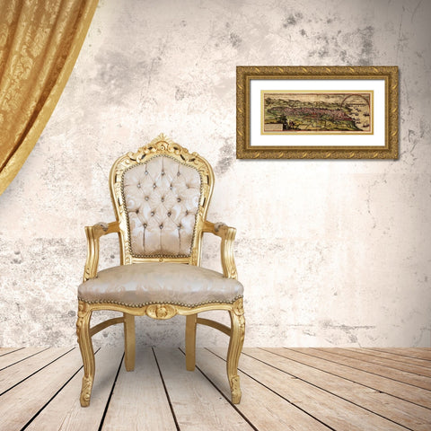 Barcelona Spain Gold Ornate Wood Framed Art Print with Double Matting by Hogenberg, Braun