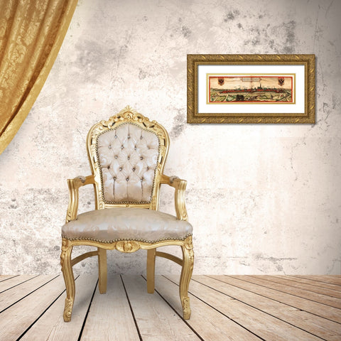 Vienna Austria Wien Gold Ornate Wood Framed Art Print with Double Matting by Hogenberg, Braun