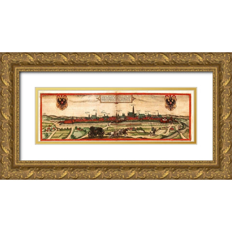 Vienna Austria Wien Gold Ornate Wood Framed Art Print with Double Matting by Hogenberg, Braun