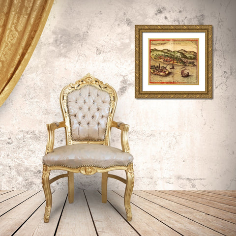 Cannanore Kannur India Gold Ornate Wood Framed Art Print with Double Matting by Hogenberg, Braun
