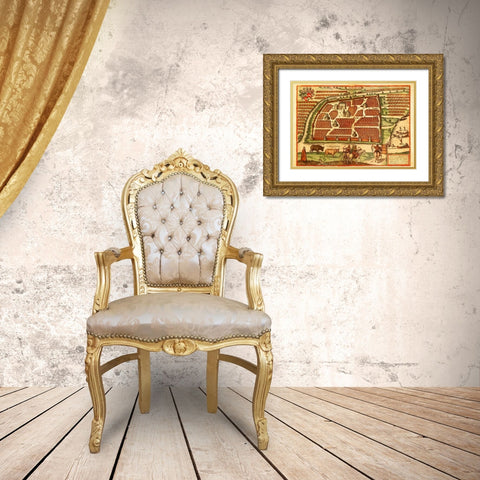Moscow Moskva Russia Gold Ornate Wood Framed Art Print with Double Matting by Hogenberg, Braun