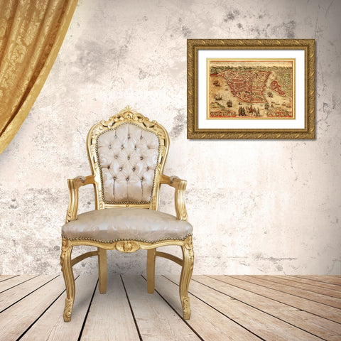 Istanbul Gold Ornate Wood Framed Art Print with Double Matting by Hogenberg, Braun