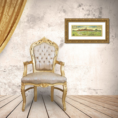 Ribe Denmark Gold Ornate Wood Framed Art Print with Double Matting by Hogenberg, Braun