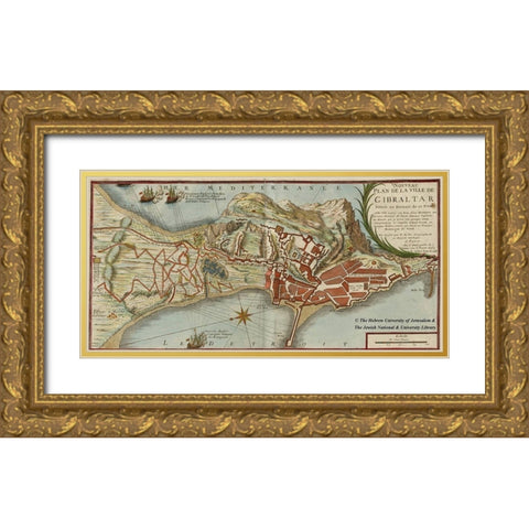 Gibraltar Gold Ornate Wood Framed Art Print with Double Matting by Fer, Nicolas de