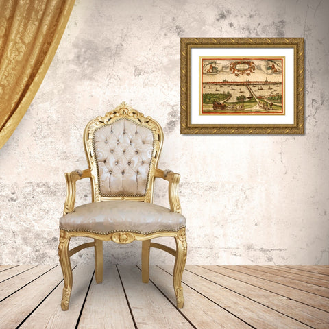 Kampan Germany Gold Ornate Wood Framed Art Print with Double Matting by Hogenberg, Braun