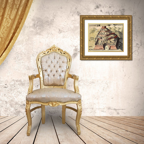 Lepanto Greece Gold Ornate Wood Framed Art Print with Double Matting by Hogenberg, Braun
