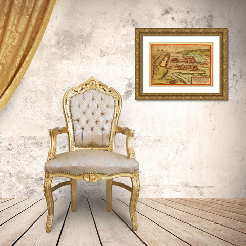 Malta Gold Ornate Wood Framed Art Print with Double Matting by Hogenberg, Braun