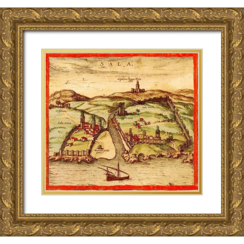 Sale Morocco Gold Ornate Wood Framed Art Print with Double Matting by Hogenberg, Braun