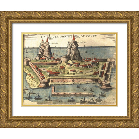 Corfu Greece Gold Ornate Wood Framed Art Print with Double Matting by Pinargenti