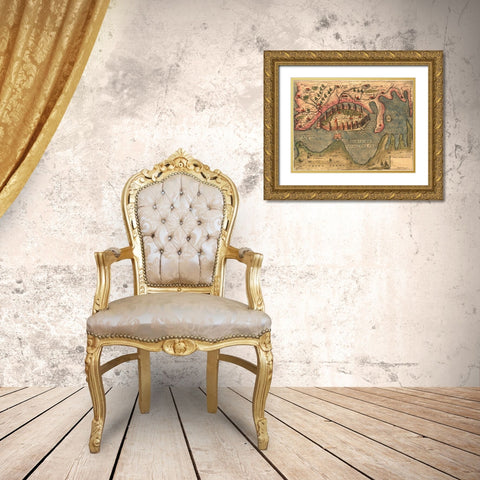 Island Khalkis Dalmatia Gold Ornate Wood Framed Art Print with Double Matting by Pinargenti