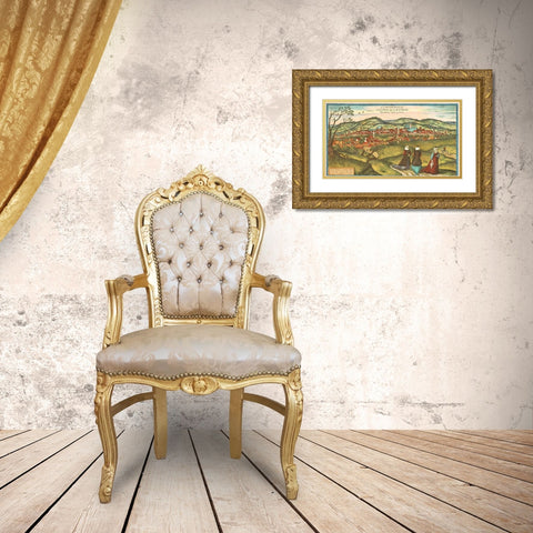 Dacia Romania Gold Ornate Wood Framed Art Print with Double Matting by Hogenberg, Braun
