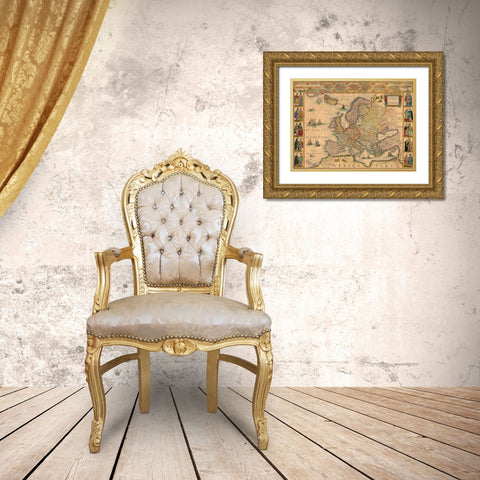 Europe Gold Ornate Wood Framed Art Print with Double Matting by Blaue