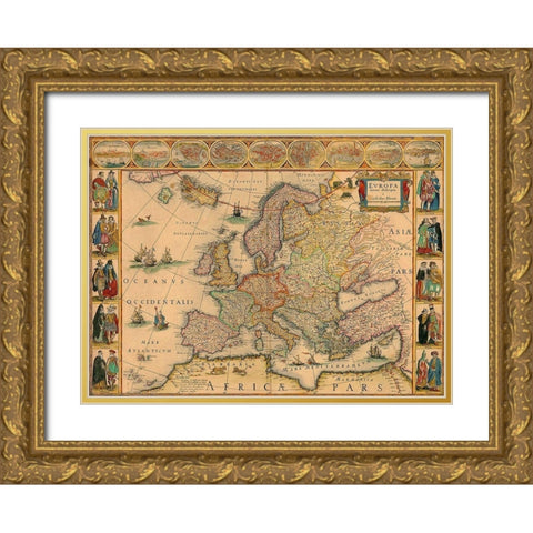Europe Gold Ornate Wood Framed Art Print with Double Matting by Blaue