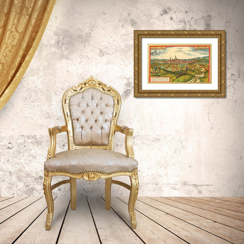 Sankt Polten Austria Gold Ornate Wood Framed Art Print with Double Matting by Hogenberg, Braun