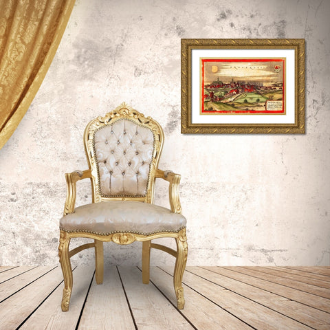 Netherlands Zeeland Brouvershaven Gold Ornate Wood Framed Art Print with Double Matting by Hogenberg, Braun