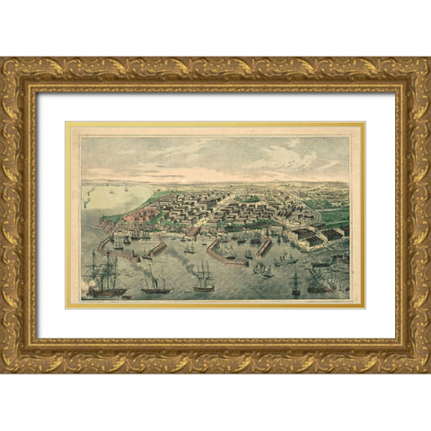 Ukraine Gold Ornate Wood Framed Art Print with Double Matting by Hogenberg, Braun