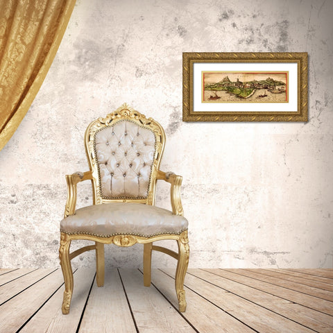 Venice Gold Ornate Wood Framed Art Print with Double Matting by Hogenberg, Braun