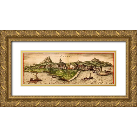 Venice Gold Ornate Wood Framed Art Print with Double Matting by Hogenberg, Braun