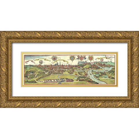 Poland Gold Ornate Wood Framed Art Print with Double Matting by Hogenberg, Braun
