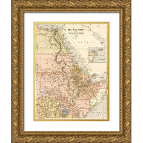 Nile River Valley 1910 Gold Ornate Wood Framed Art Print with Double Matting by Edward Stanford Ltd