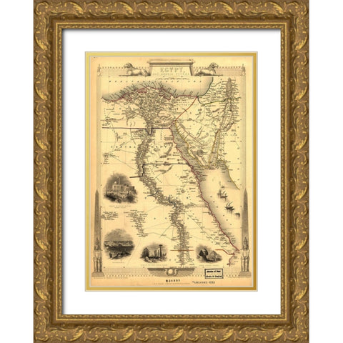 Egypt and Arabia Petrea Gold Ornate Wood Framed Art Print with Double Matting by Rapkin, J