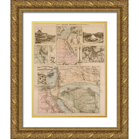 Egypt Arabia PetrÃ¦a and Southeastern Turkey Gold Ornate Wood Framed Art Print with Double Matting by Powell, George May