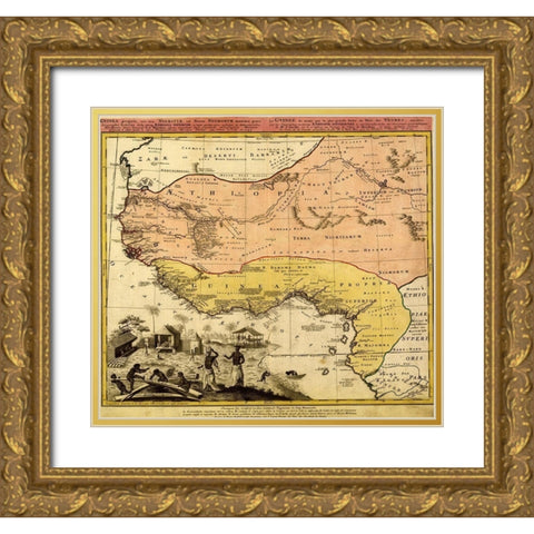 Guinee and Ethiopia Gold Ornate Wood Framed Art Print with Double Matting by Erben, Homann