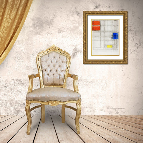 Study for a Composition Gold Ornate Wood Framed Art Print with Double Matting by Mondrian, Piet