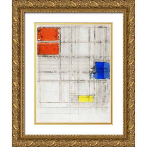 Study for a Composition Gold Ornate Wood Framed Art Print with Double Matting by Mondrian, Piet