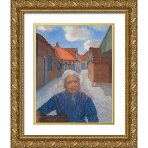 On the Lappenbrink in Winterswijk Gold Ornate Wood Framed Art Print with Double Matting by Mondrian, Piet