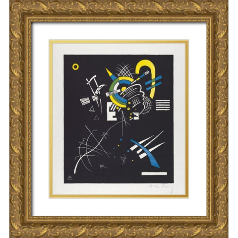 Kleine Welten VII-Small Worlds VII 1922 Gold Ornate Wood Framed Art Print with Double Matting by Kandinsky, Wassily
