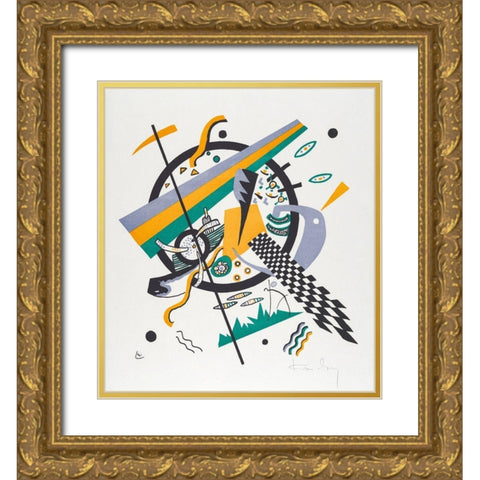 Kleine Welten IV-Small Worlds IV-1922 Gold Ornate Wood Framed Art Print with Double Matting by Kandinsky, Wassily
