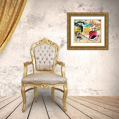 Improvisation 27-Garden of Love II 1912 Gold Ornate Wood Framed Art Print with Double Matting by Kandinsky, Wassily