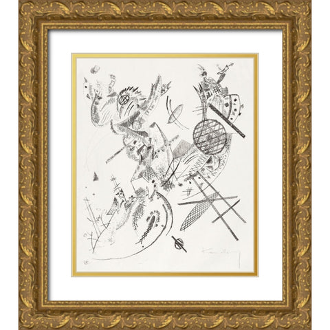 Kleine Welten XII-Small Worlds XII 1922 Gold Ornate Wood Framed Art Print with Double Matting by Kandinsky, Wassily