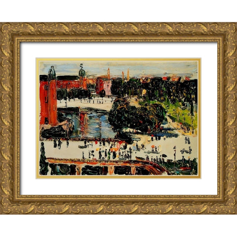 Amsterdam-view from a window 1904 Gold Ornate Wood Framed Art Print with Double Matting by Kandinsky, Wassily
